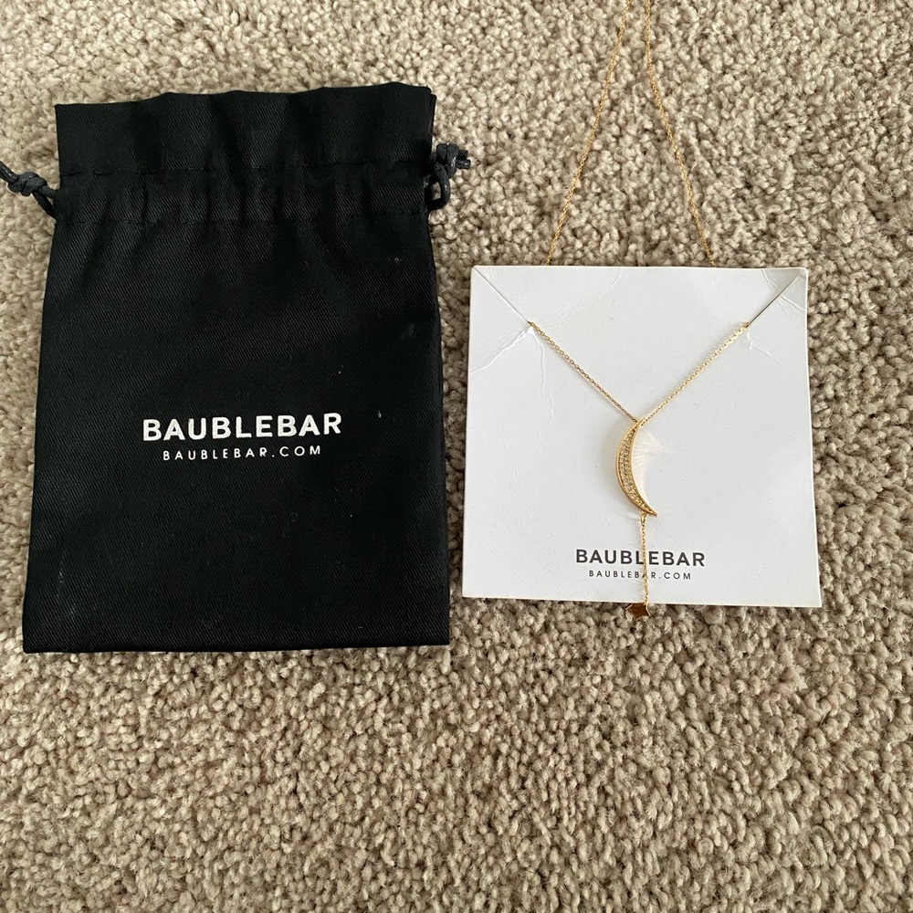 Weekend Sale! Baublebar crescent moon and drop star gold necklace